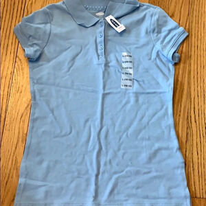 NWT! Girl’s Light blue polo short sleeve collared shirt Large 10/12